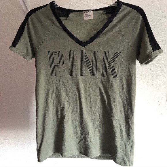 Olive Green PINK tee - Picture 2 of 4